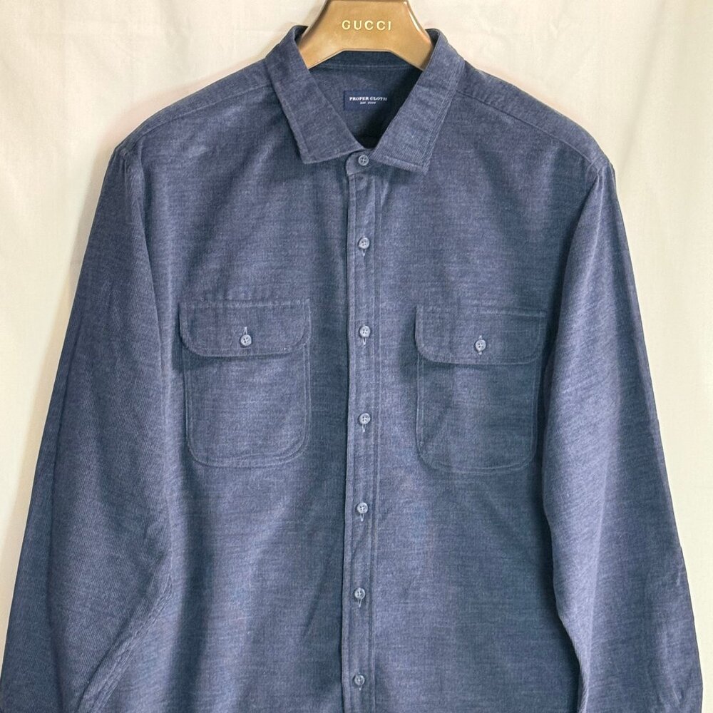 NWOT Proper Cloth Corduroy Long Sleeve Shirt w/ Collar - Deep Blue - 18.5 / XXL